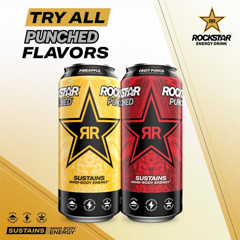 Rockstar Punched Energy Drink, Fruit Punch, 16 Fl Oz (Pack of 12) (Packaging May Vary) - Image 3